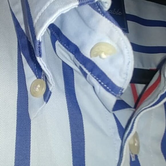 Faconnable Shirt Men's Blue White Striped Button Down Long Sleeve Size XL - Picture 3 of 8